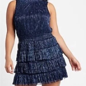 Express Navy Textured Mini Dress